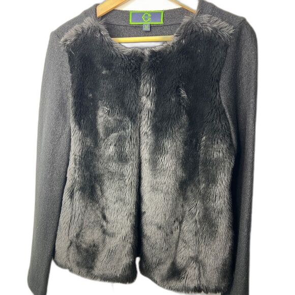 NEW C. Wonder Women’s Faux Fur Wool Cardigan jacket sz M Cottagecore Academia - Picture 1 of 8